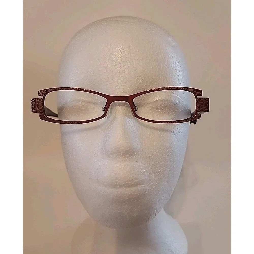 Jean Lafont Tango 120 Eyeglass Frame 47-16 140 Red Floral France Womens Metal